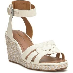 NEW Lucky Brand Women's Maleigh Ankle Strap Open Toe Wedge Sandal Size 11M White